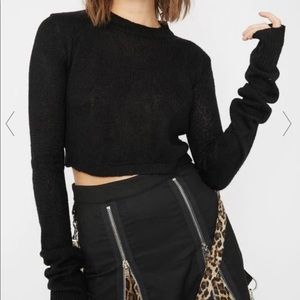 CURRENT MOOD CROPPED BLACK LONG SLEEVE SWEATER